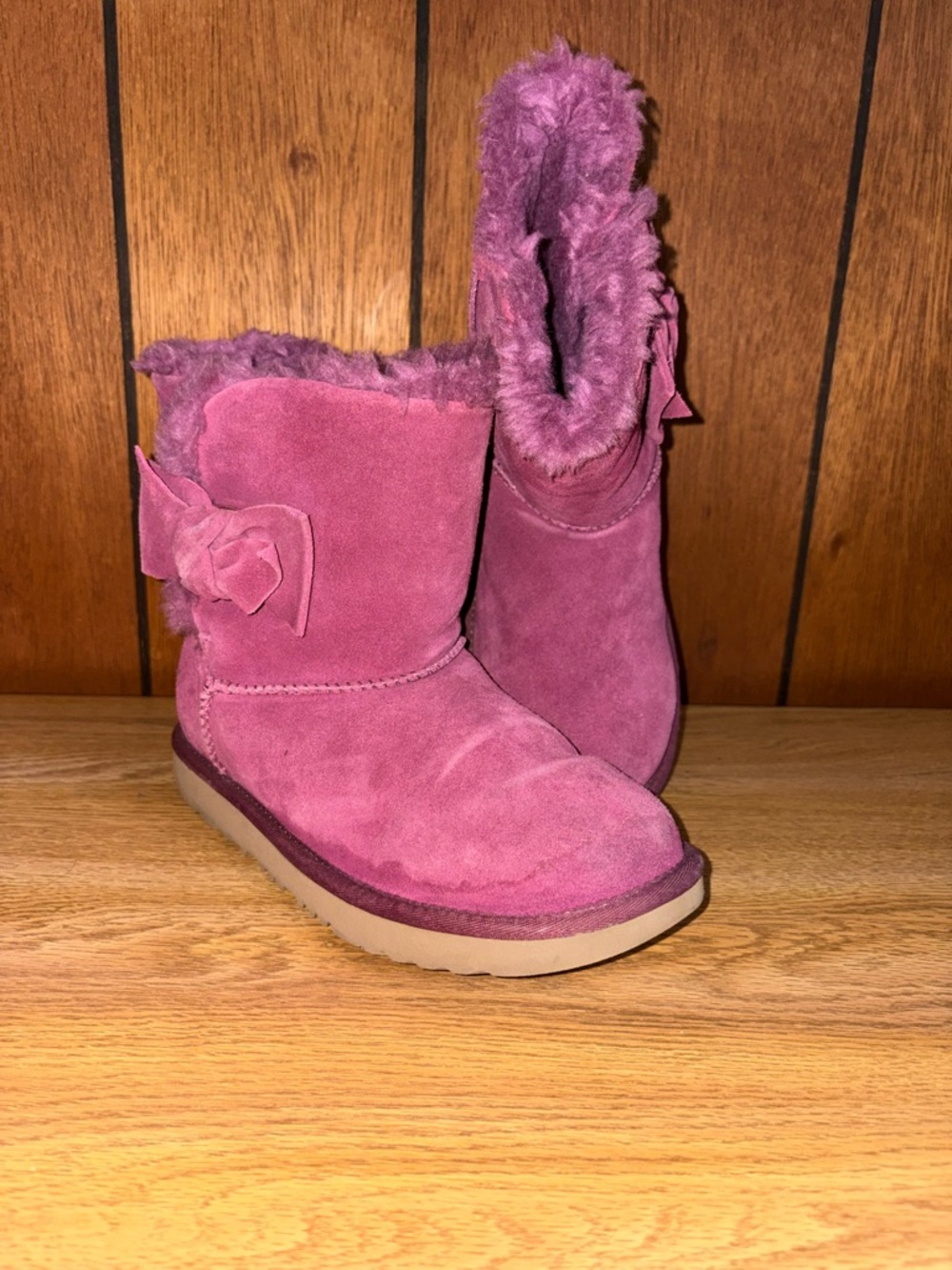 UGG Girls' Raspberry Pink Suede Shearling Boots